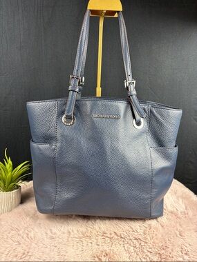 Michael Kors Bedford Large N/S Tote - Navy Pebbled Leather Shoulder Bag